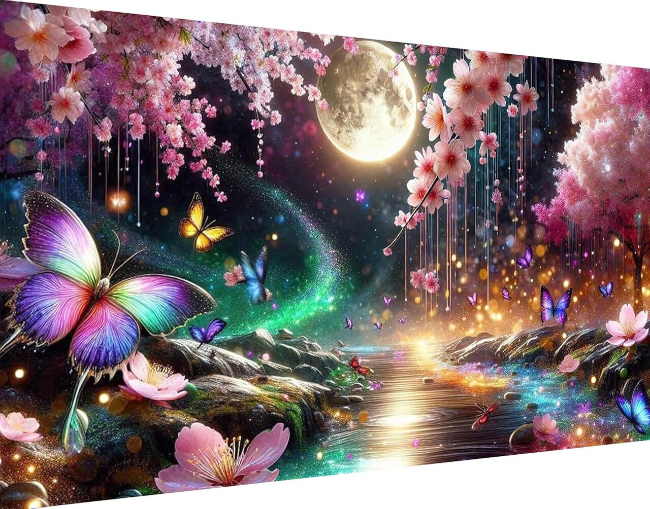Large Diamond Art Kit for Adults, Landscape Diamond Painting Kit Large Size 5D Full Drill Round Big Diamond Painting Gem Art for Home Wall Decor Gift 27.5 X 15.7inch